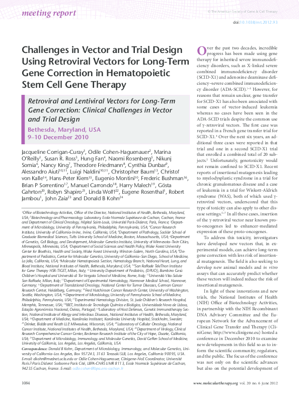 (PDF) Challenges in Vector and Trial Design Using Retroviral Vectors ...