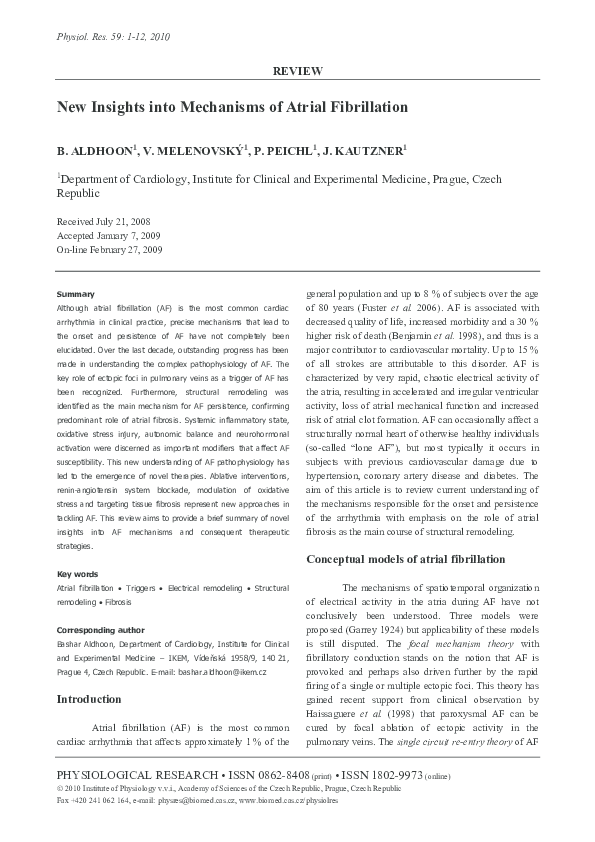 (PDF) New insights into mechanisms of atrial fibrillation