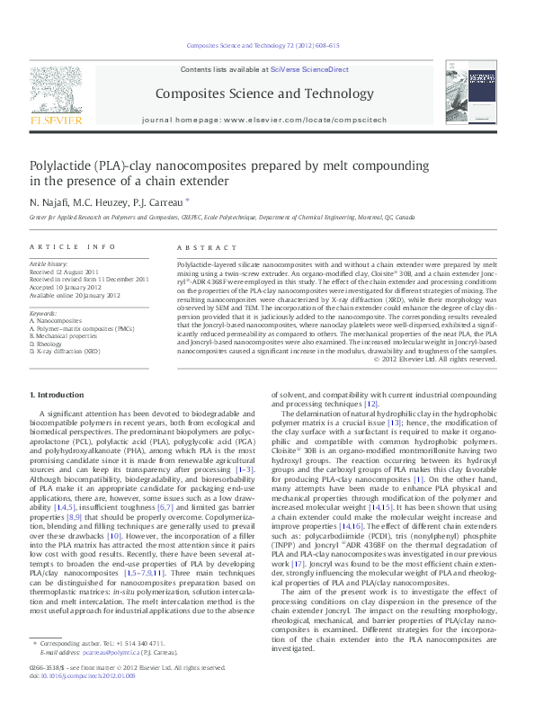 (PDF) Polylactide (PLA)-clay nanocomposites prepared by melt ...