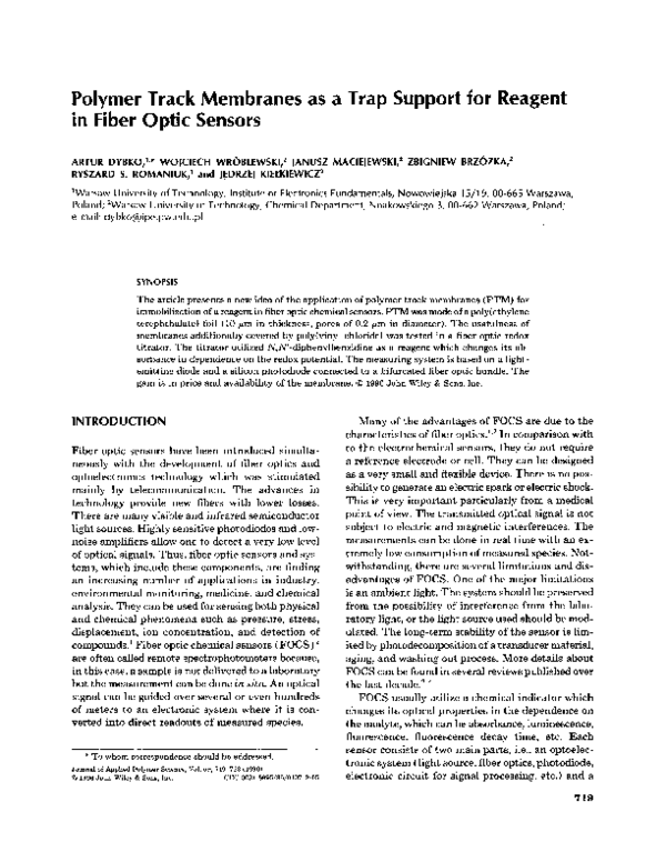 (PDF) Polymer track membranes as a trap support for reagent in fiber ...