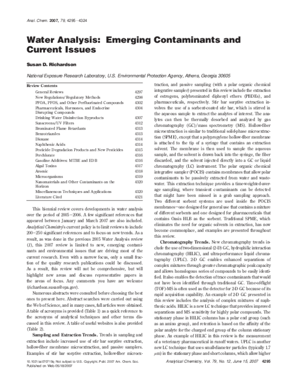 WATER ANALYSIS EMERGING CONTAMINANTS AND CURRENT ISSUES visual data 2