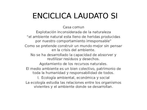 Resumen Del Primer Capitulo De La Enciclica Laudato Si www.academia.edu