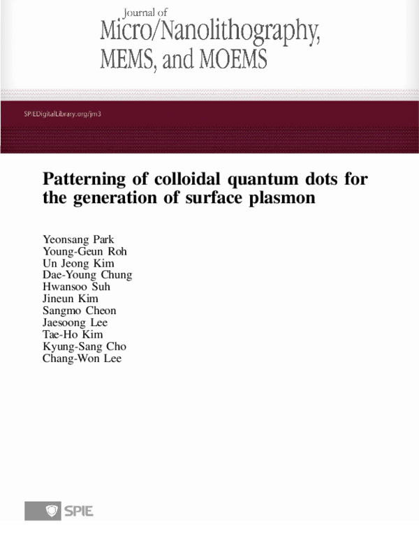 (PDF) Patterning of colloidal quantum dots for the generation of ...