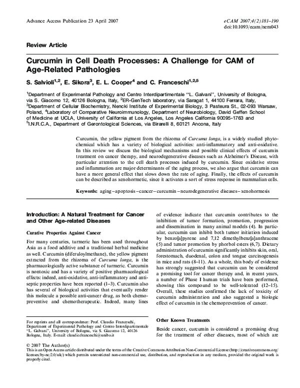 (PDF) Curcumin in Cell Death Processes: A Challenge for CAM of Age ...