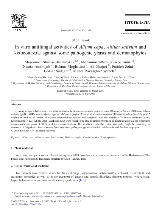 (PDF) In vitro antifungal activities of Allium cepa, Allium sativum and ...
