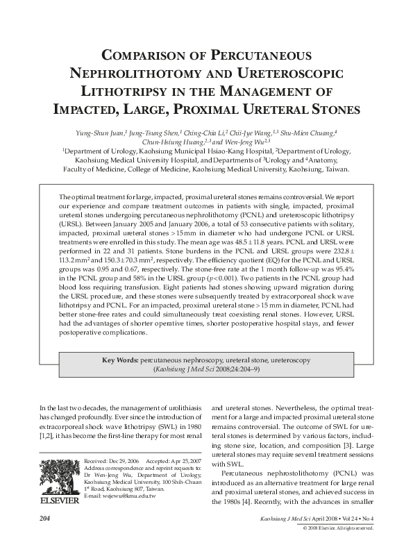 (PDF) Comparison of Percutaneous Nephrolithotomy and Ureteroscopic ...