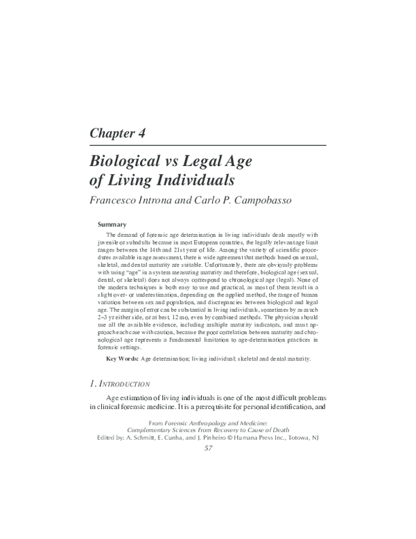 (PDF) Biological vs Legal Age of Living Individuals Carlo Campobasso