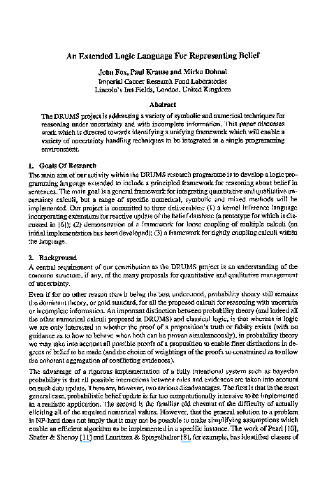 (PDF) An extended logic language for representing belief