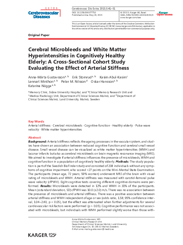 (PDF) Cerebral Microbleeds and White Matter Hyperintensities in ...