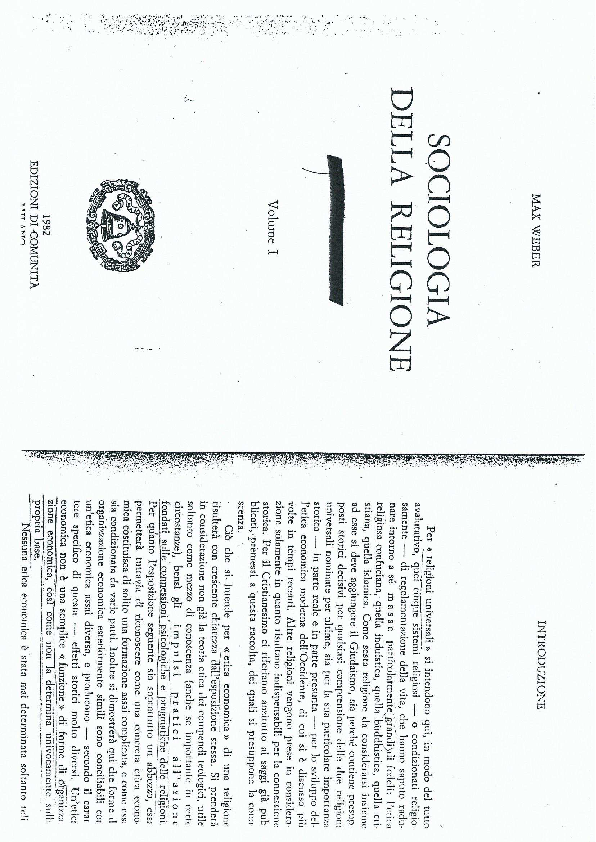 (PDF) Weber Sociologia della religione