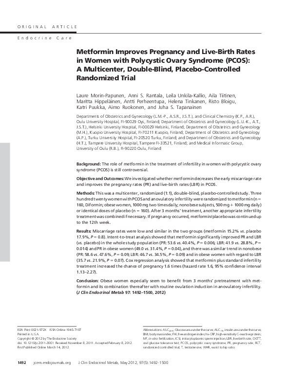 (PDF) Metformin Improves Pregnancy and Live-Birth Rates in Women with ...