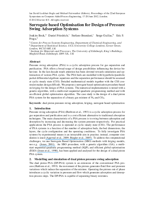 (PDF) Surrogate based Optimisation for Design of Pressure Swing ...