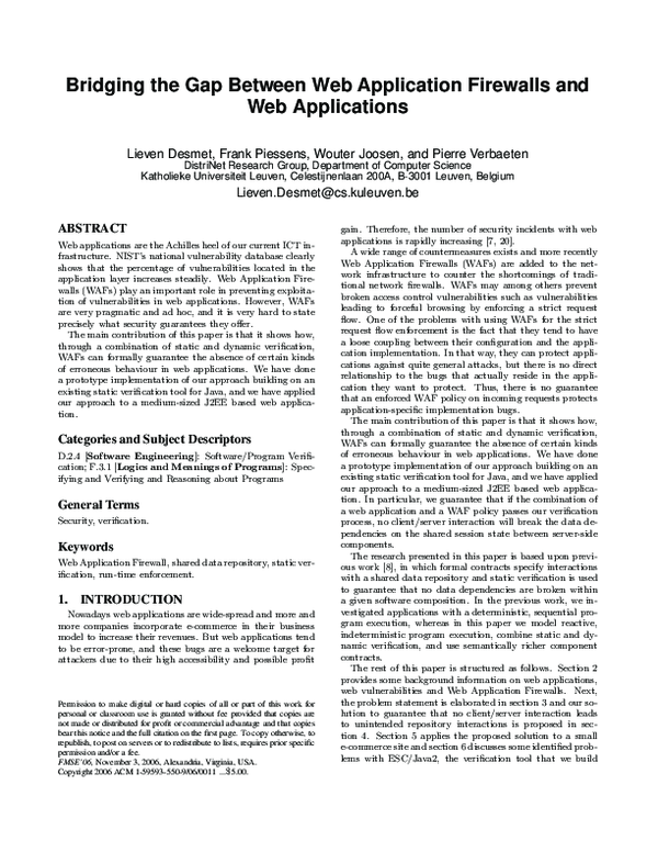 (PDF) Bridging the gap between web application firewalls and web ...
