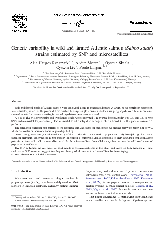 (PDF) Genetic variability in wild and farmed Atlantic salmon (Salmo ...