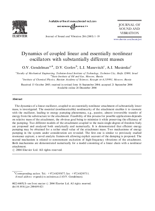 (PDF) Dynamics of coupled linear and essentially nonlinear oscillators ...