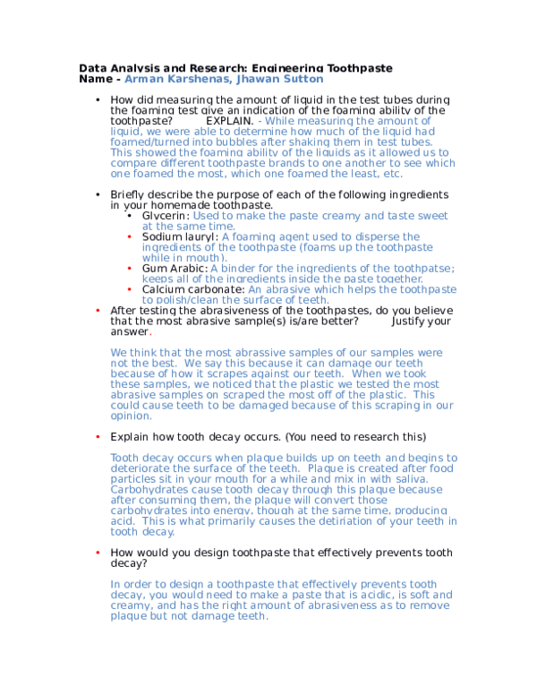 (DOC) Toothpaste Research Arman Karshenas Academia.edu