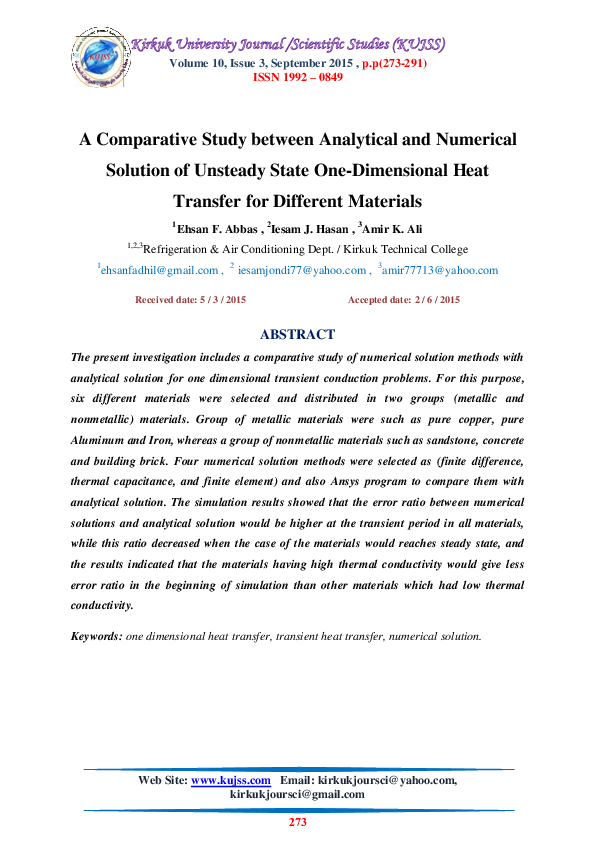 (PDF) A Comparative Study between Analytical and Numerical Solution of ...
