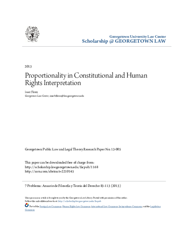 (PDF) Proportionality in Constitutional and Human Rights Interpretation