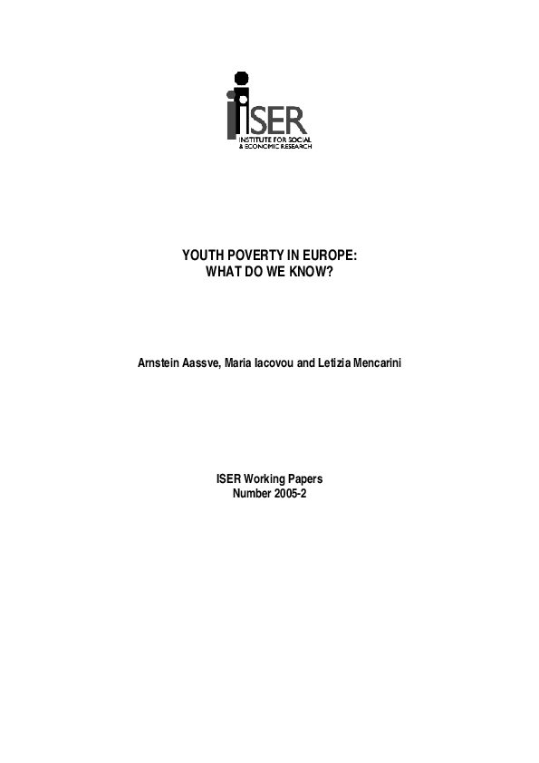 (PDF) Youth poverty in Europe what do we know? Arnstein Aassve