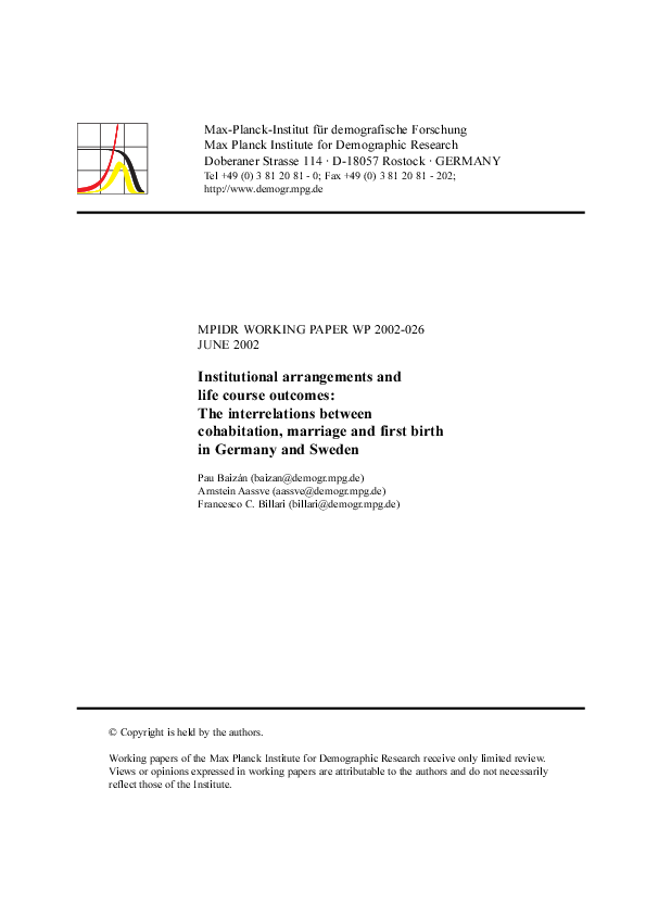 (PDF) Institutional arrangements and life course The