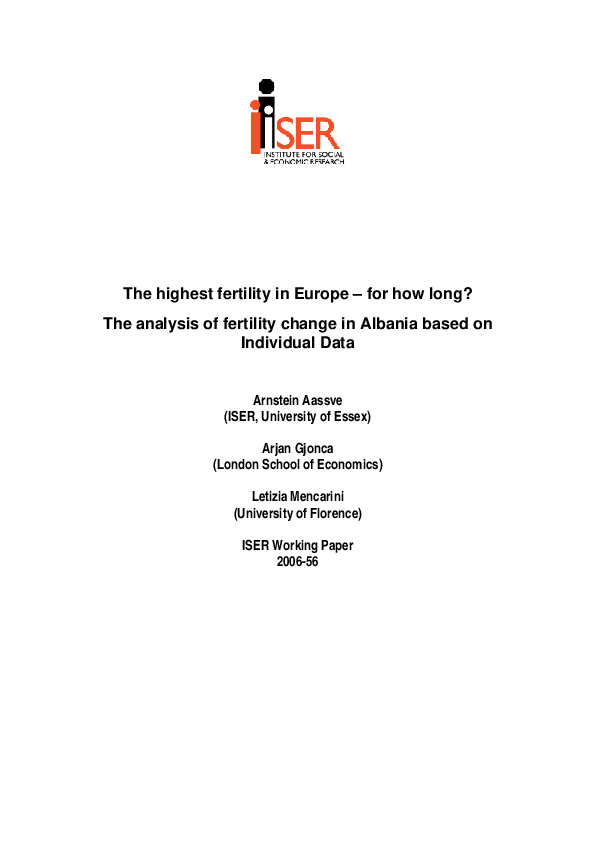 (PDF) The Highest Fertility in Europefor how Long? The Analysis of