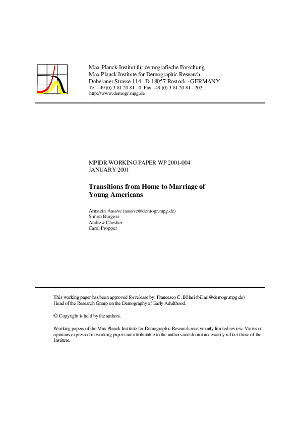 (PDF) Transitions from home to marriage of young Americans Arnstein