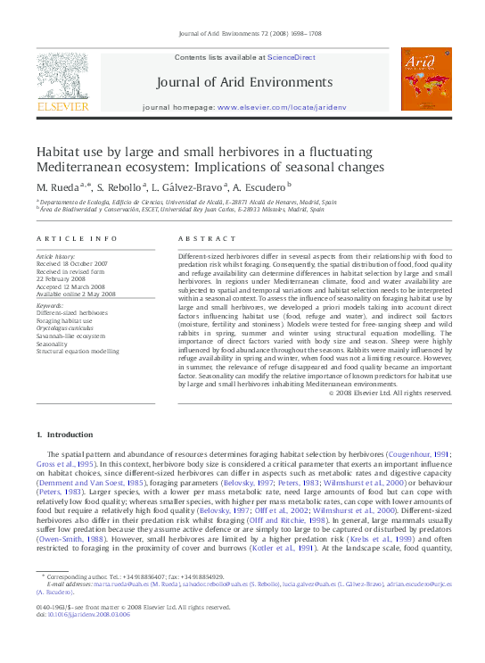 (PDF) Habitat use by large and small herbivores in a fluctuating ...