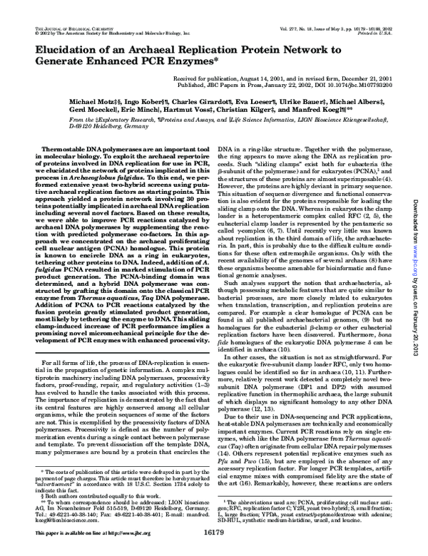 (PDF) Elucidation of an Archaeal Replication Protein Network to ...