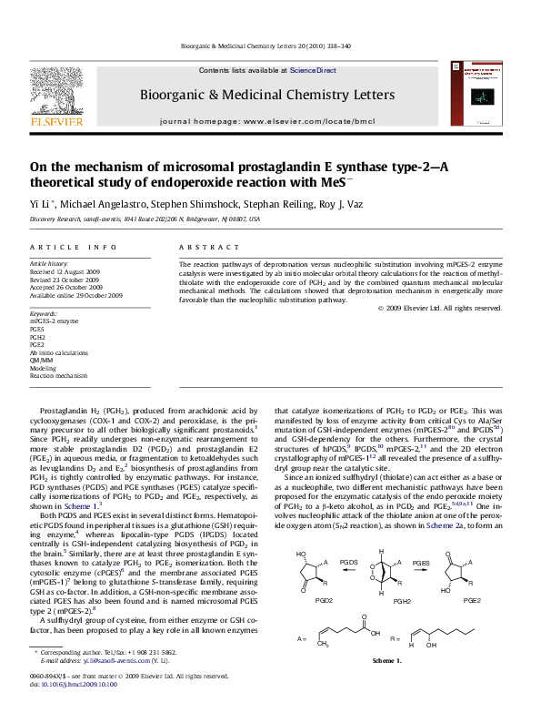 (PDF) On the mechanism of microsomal prostaglandin E synthase type-2—A ...