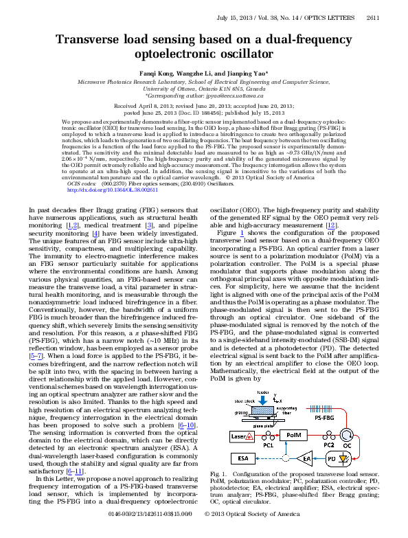 (PDF) Transverse load sensing based on a dual-frequency optoelectronic ...