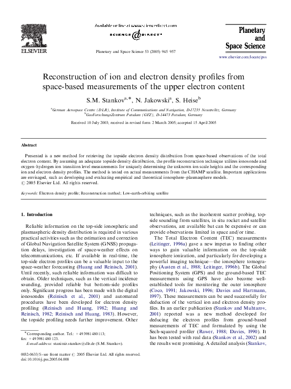 (PDF) Reconstruction of ion and electron density profiles from space ...