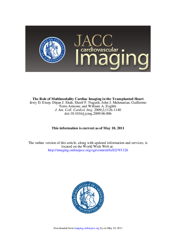 (PDF) The Role of Multimodality Cardiac Imaging in the Transplanted Heart