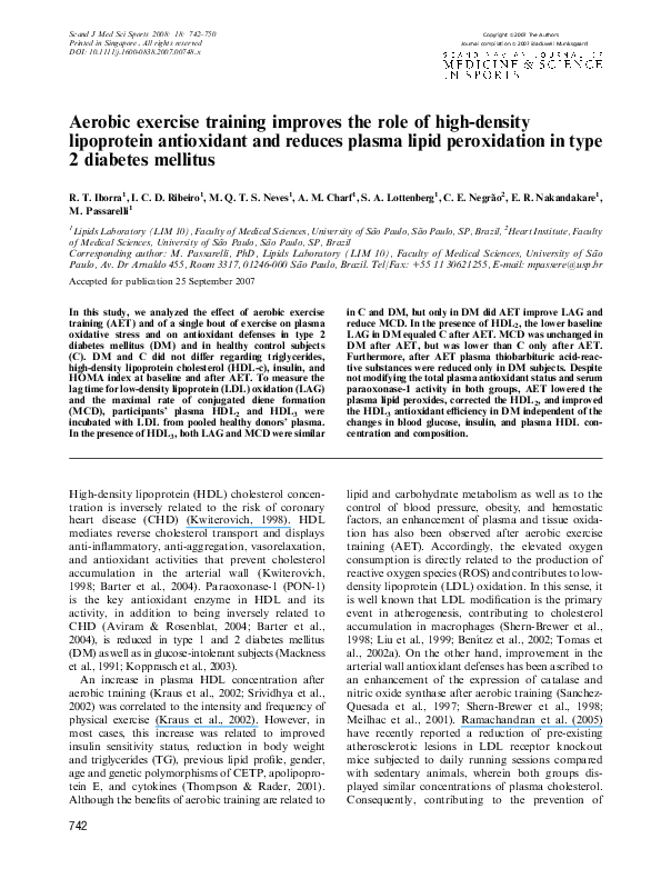 (PDF) Aerobic exercise training improves the role of high-density ...