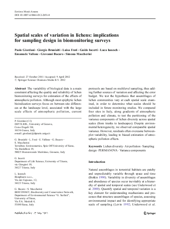 (PDF) Spatial scales of variation in lichens: implications for sampling ...