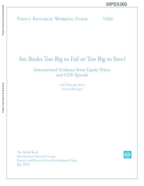 Pdf Are Banks Too Big To Fail Or Too Big To Save International