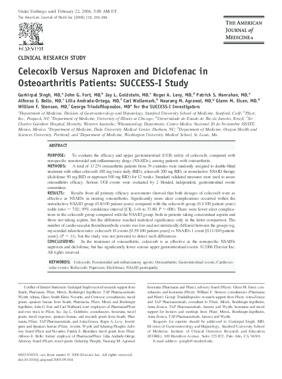 (PDF) Celecoxib Versus Naproxen and Diclofenac in Osteoarthritis