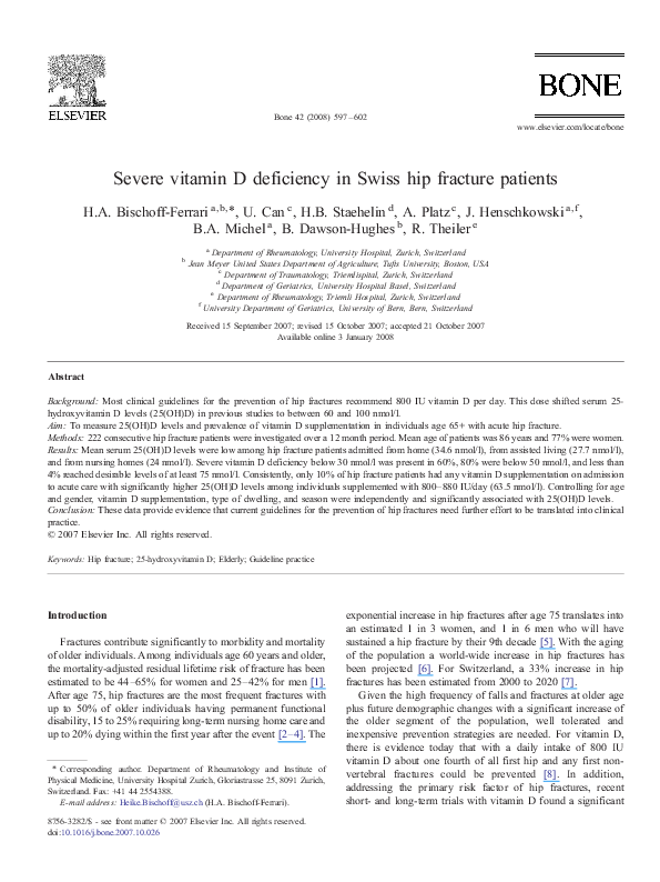 (PDF) Severe vitamin D deficiency in Swiss hip fracture patients B