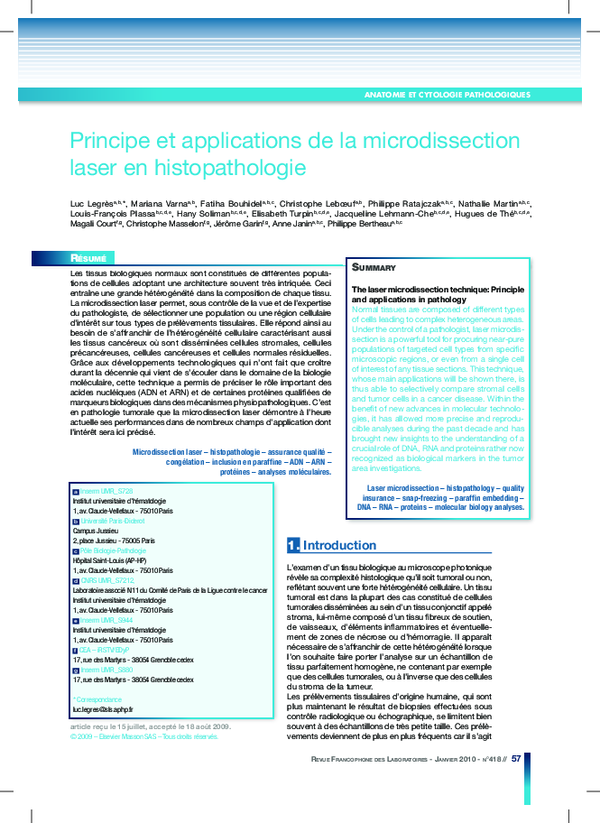 (PDF) The laser microdissection technique: Principle and applications ...