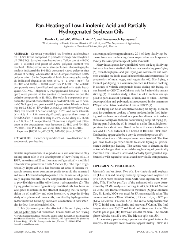 (PDF) Panheating of lowlinolenic acid and partially hydrogenated