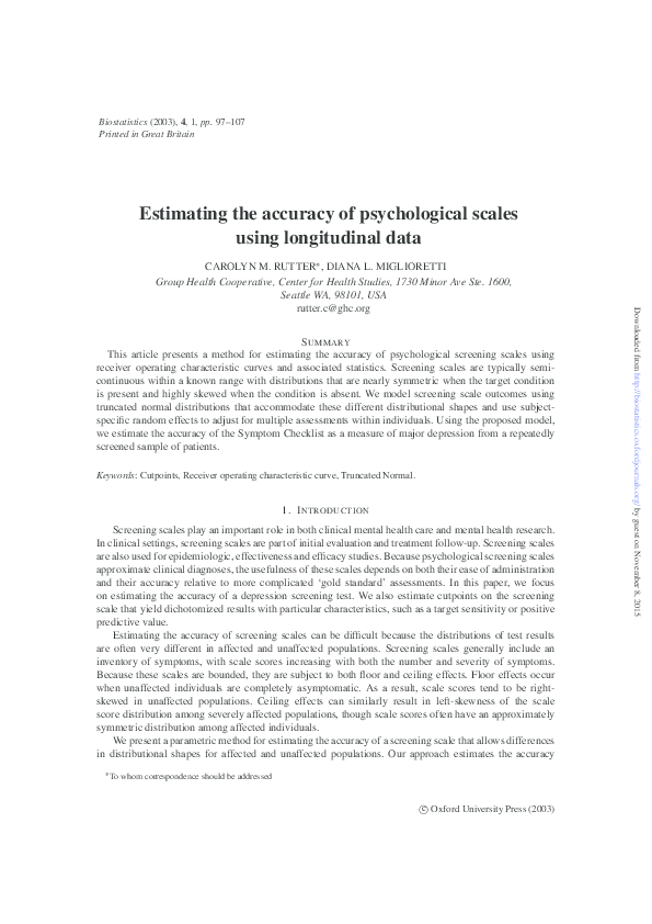 (PDF) Estimating the accuracy of psychological scales using ...