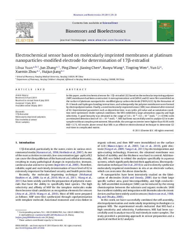 (PDF) Electrochemical sensor based on molecularly imprinted membranes ...