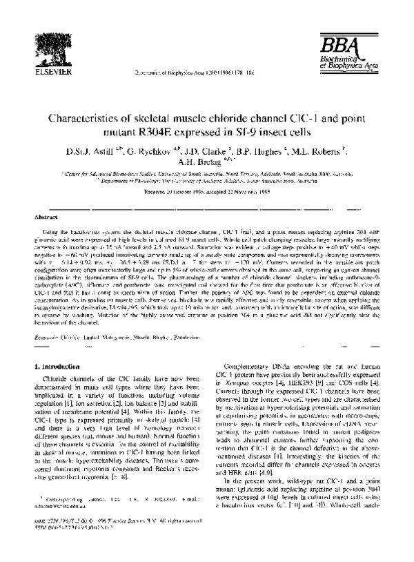 (PDF) Characteristics of skeletal muscle chloride channel CIC-1 and ...