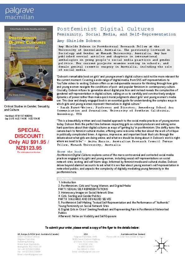 Postfeminist Digital Cultures Femininity Social Media and Self-Representation