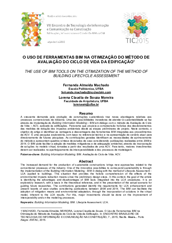 (PDF) O USO DE FERRAMENTAS BIM NA OTIMIZAÇÃO DO MÉTODO DE AVALIAÇÃO DO ...