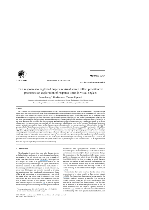 (PDF) Fast responses to neglected targets in visual search reflect pre ...