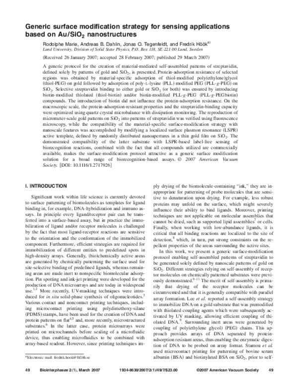 (PDF) Generic surface modification strategy for sensing applications ...