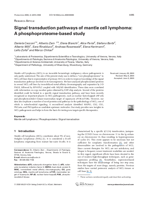 (PDF) Signal transduction pathways of mantle cell lymphoma: A ...