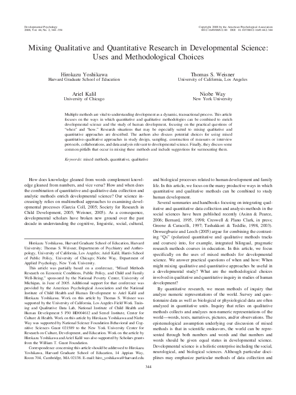 (PDF) Mixing qualitative and quantitative research in developmental ...