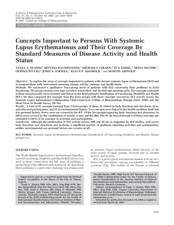 (PDF) Concepts important to persons with systemic lupus erythematosus ...
