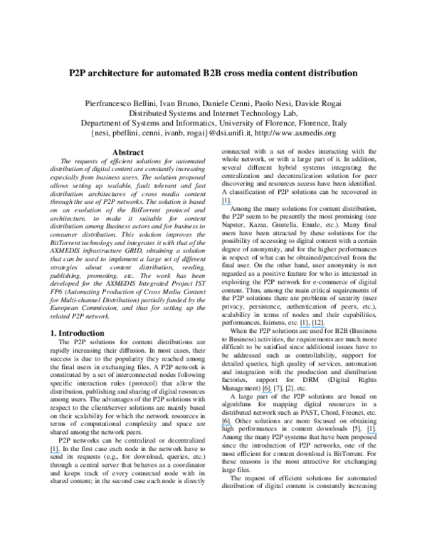 (PDF) P2P Architecture for Automated B2B Cross Media Content Distribution